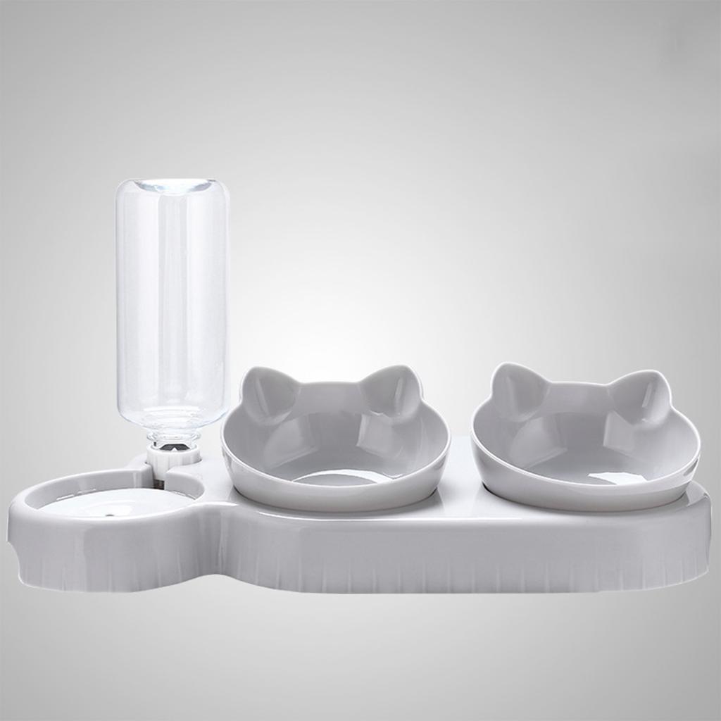 Double Bowl Automatic Pet Bowl Feeder Water Dispenser