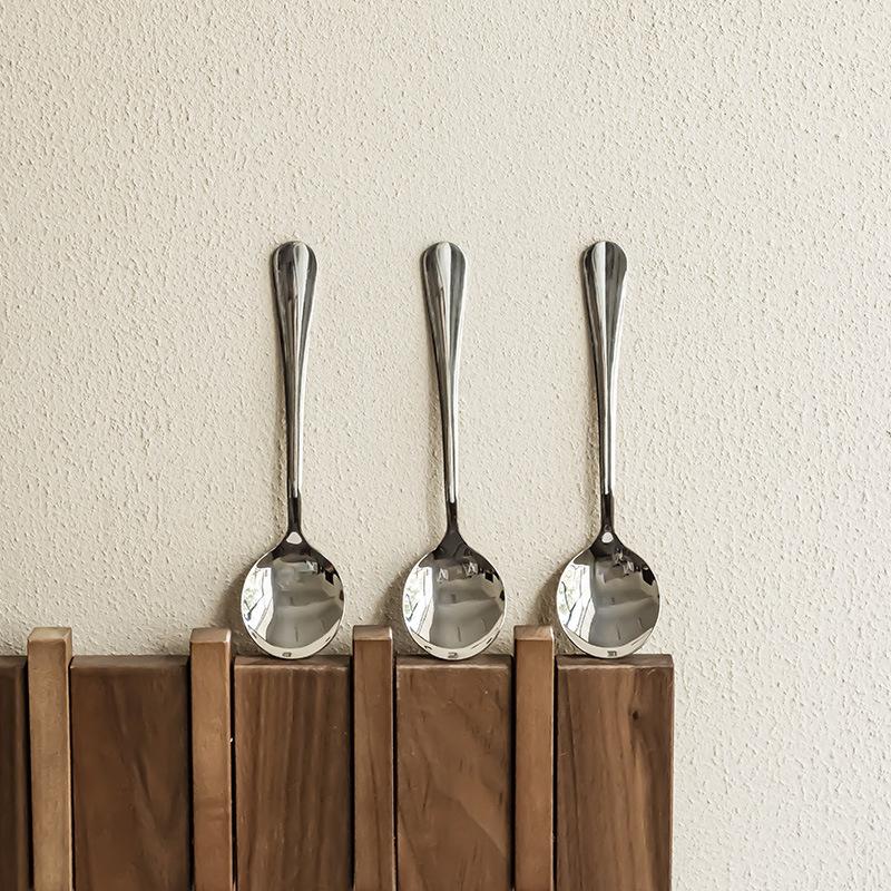 Premium Light Luxury Retro Round Spoon Long Handle Spoon Household Exquisite 304 Stainless Steel Spoon Spoon Western Dessert Spoon