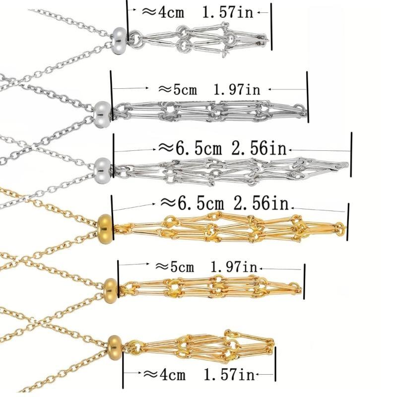 Natural Crystal Holder Necklace Adjustable Mesh Pendant Necklaces Metal Collarbone Chain Crystal Stone Holder Accessory