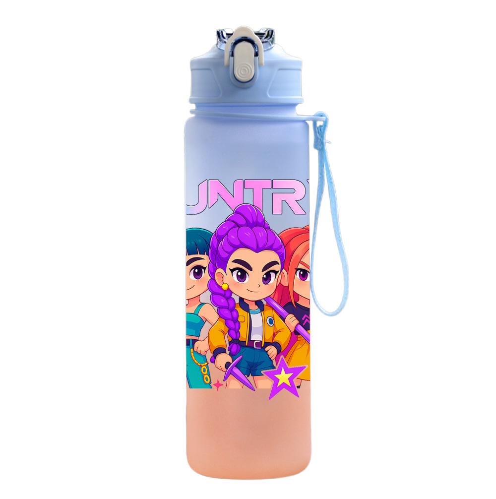 750Ml Water Bottle Cartoon K-Pop Demon Hunters Printed Large Capacity Drinking Cup Portable Outdoor Sports Water Cup Children Kid Gift