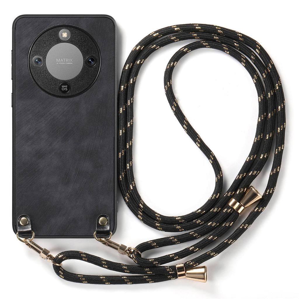 Phone Case For Honor Magic8 Lite 5G / X9d 5G / X70 5G Retro Leather Back Cover with Adjustable Strap