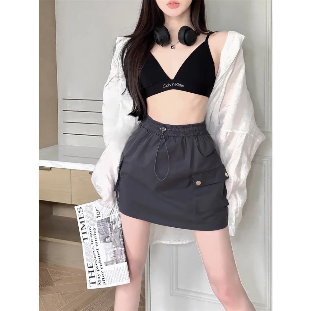 

Ретро Горячая Девушка Рабочая Юбка Женская С Высокой Посадкой По Бедрам Маленькая А-силуэта S серый