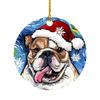 2D Christmas Cat Dog with Hat Pendant Decorative Acrylic Cat Xmas Tree Hanging Ornaments Cartoon Hanging Xmas Dogs Cat Keychain
