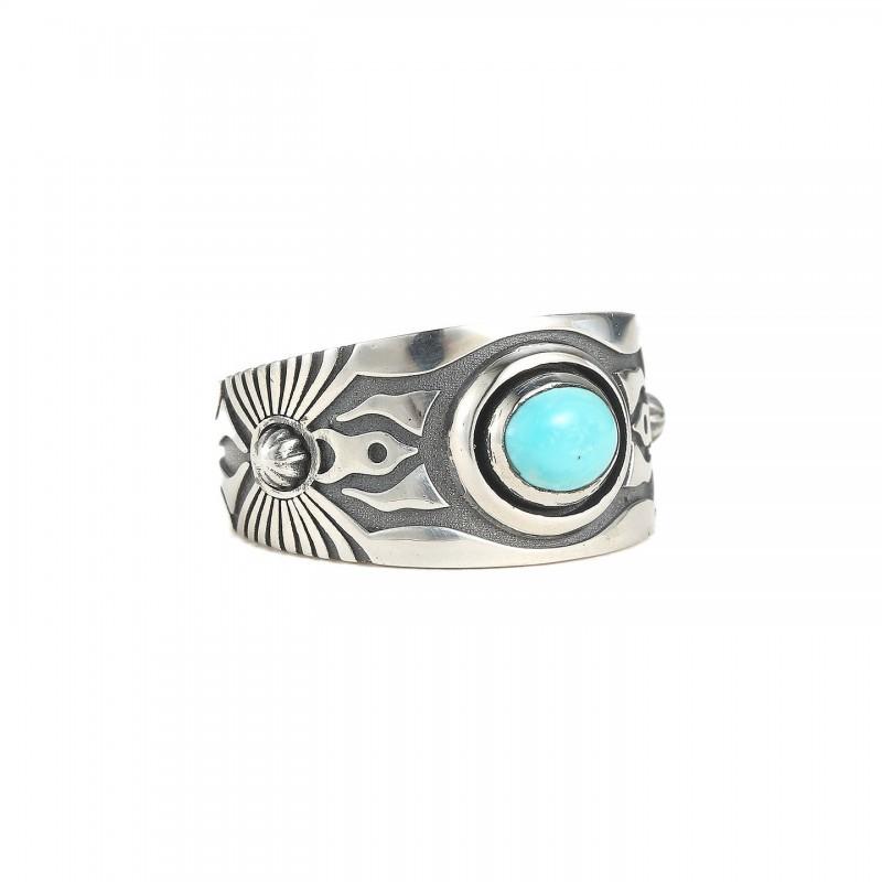 Mens Adjustable Turquoise Tone Ring With Tribal Handmade Vintage Style