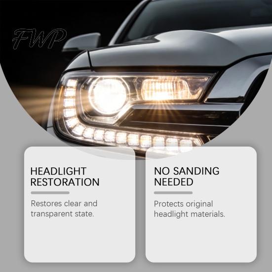 Minor Scratch Repair Polish Headlight Restoration Kit, Car Lens Cleaner for Yellow Haze, Mirror Shine UV Protection Remover, Restore Clarity
