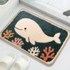 VIKAMA Adorable Cartoon Whale Pattern Bath Mat Soft and Comfortable Bathroom Mat Bathroom Decorative Mat Home Decoration
