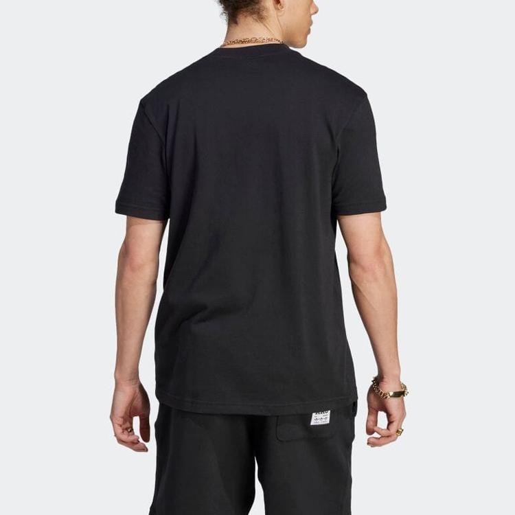 Adidas Originals Alphabet Print Round Neck Short Sleeve T-Shirt Men Tops Black HZ0711