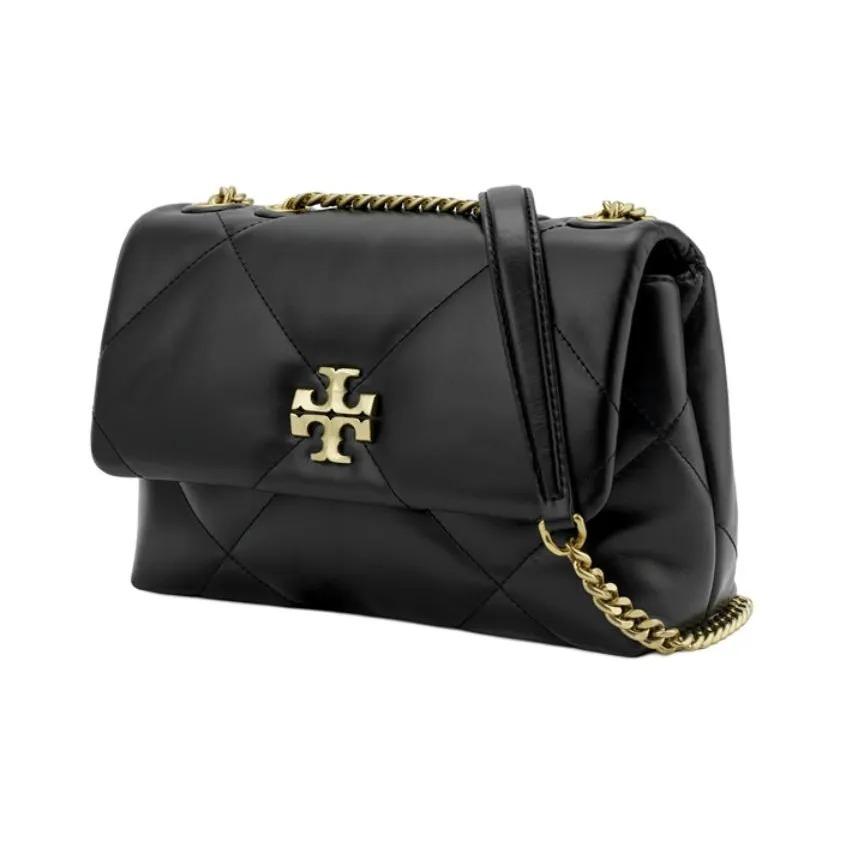 Tory Burch Kira Diamant-Steppung Klappe Magnetverschluss Kalbsleder Crossbody Schultertasche Klein Damen Schwarz