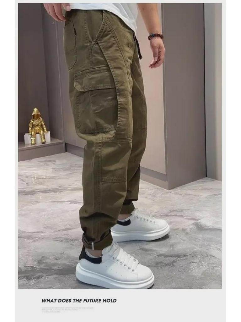 Vintage-Style Loose Japanese Straight-Leg Pants for Men - Spring/Fall Large Size Trending Casual Overalls