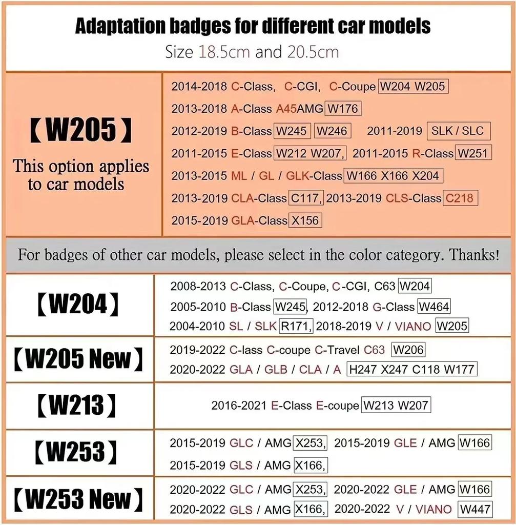 MST3 For Mercedes Benz 3D ABS Car Decoration for Mercedes Benz W204 W205 W206 W213 W253 Front Grille Emblem Replacement Auto Modifica