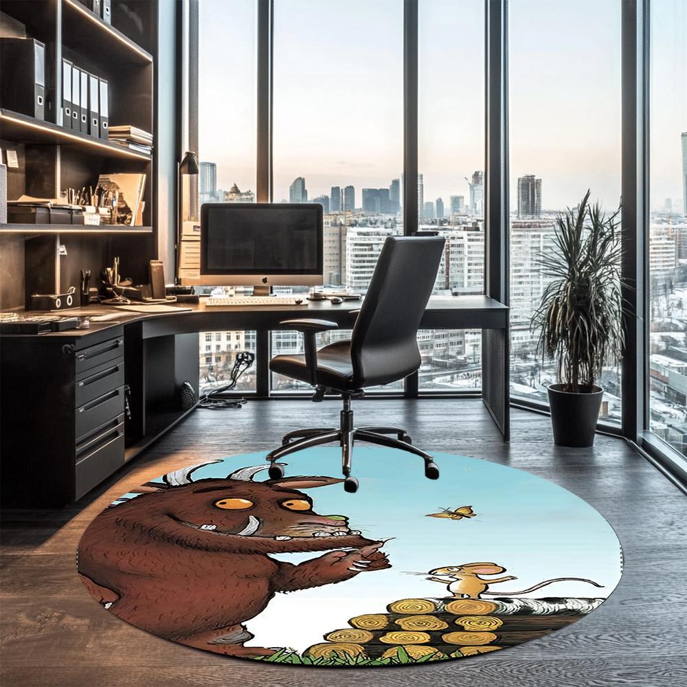 Der Grüffelo Bedruckter Runder Teppich Teppich Stuhlteppich Bereichsteppich Eingang Fußmatten, für Bürostuhl Wohnzimmer Schlafzimmer Küchenraum.
