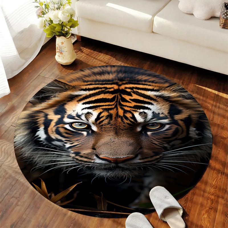 1Pc Tiger theme Circular Print Rug - home decoration Carpet For Living Room Bedroom Flooring Computer Chair Area Rug