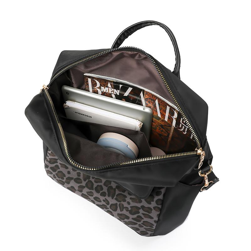 Vintage Leopard Print Backpack Women's Multi-functional Shoulder Bag Large Capacity Leopard Print Student Schoolbag