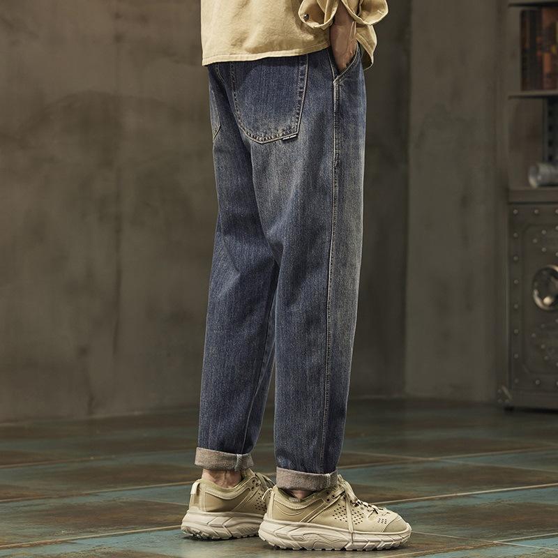 

Spring and Autumn Jeans Men s Straight Loose Casual Trousers Korean Version Pants 28 синий