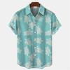 Marine Life Print Lapel Short Sleeve Men Shirt, Lightweight Loose Summer Casual Button Down Clothing