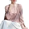 Women S Chinese Style Stand Collar Long Sleeve Printed Satin Shirt