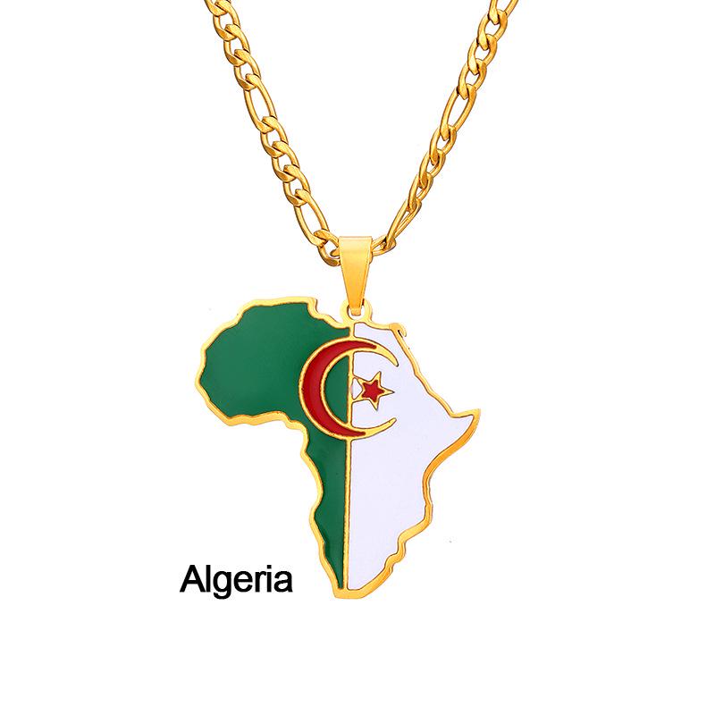Collar con Mapa de Esmalte Africano: Colgante Geométrico de Acero de Titanio, Joyería Estilo 2022.