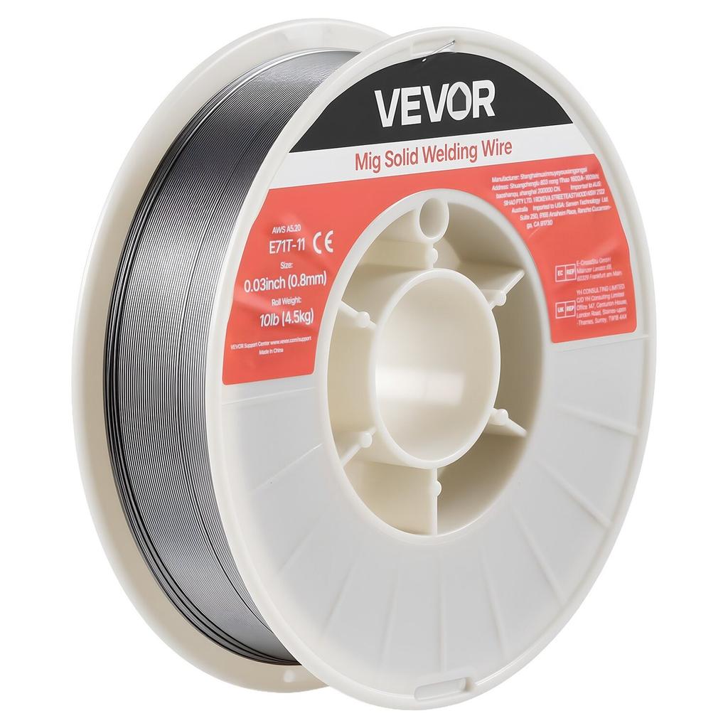 Flux Core MIG Welding Wire, E71T-11 0.8mm 4.5kg, Gasless Mild Steel Welding Wire with Low Spatter for All Position Arc Welding, Self-Shielded for