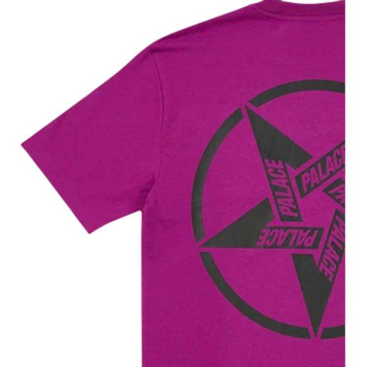 Palace Geometric Letter Print Loose Short Sleeve T-Shirt Unisex Tops Purple P21TS021