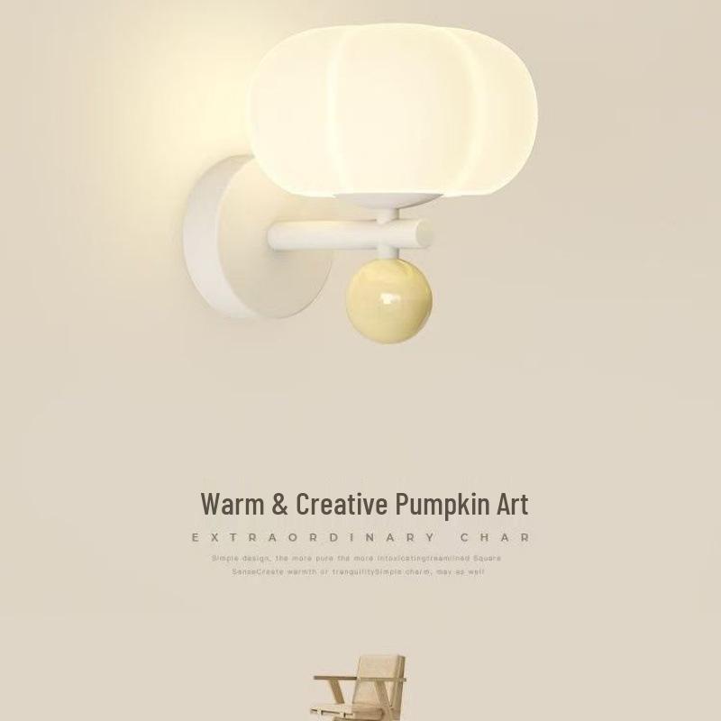 Cream Style Modern Nordic Pumpkin Wall Sconce for Bedroom or Hallway