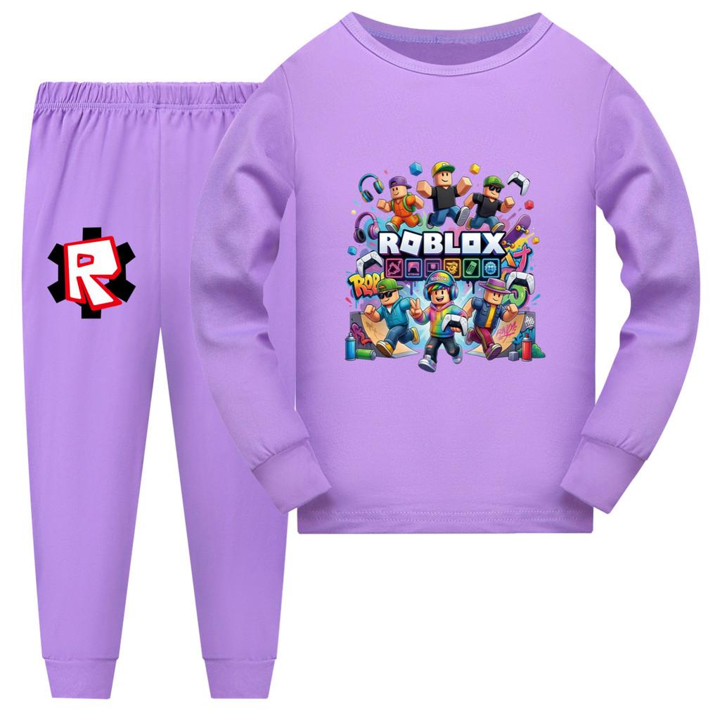 5573 Детские Мальчики Девочки Roblox Принт Топ Брюки Одежда для Сна Пижамные Комплекты 110cm фиолетовый