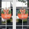 Elegant Fall Pumpkins Bowknot Wood Hanging Ornament Sign Fashion Accessory for Festival Home and Yard Decoration