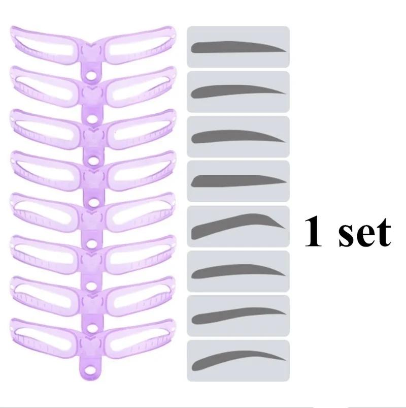 8 In 1 Reusable Eyebrow Stencil Beauty Makeup Brow Stamp Template Eyebrows Shape Set Eye Brow Makeup Tools and Accessories