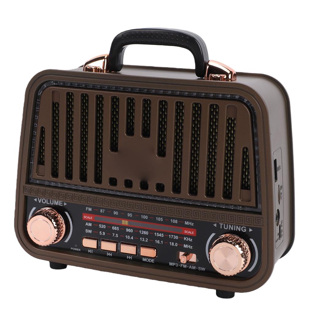 Retro Bluetooth Speaker AM FM SW Radio Rechargeable Vintage Wireless Speaker with Telescopic Antenna