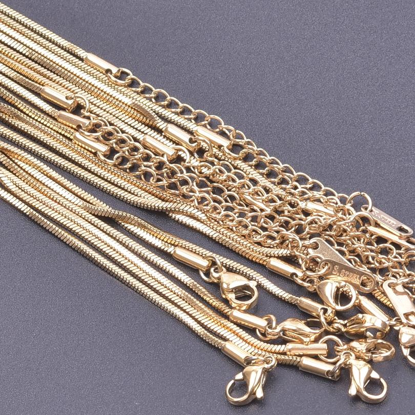 1/5/10pcs Wholesale 40+5cm Square Snake Chain Jewelry On The Neck Decor Stainless Steel Necklaces For Women Men Accessories Gift