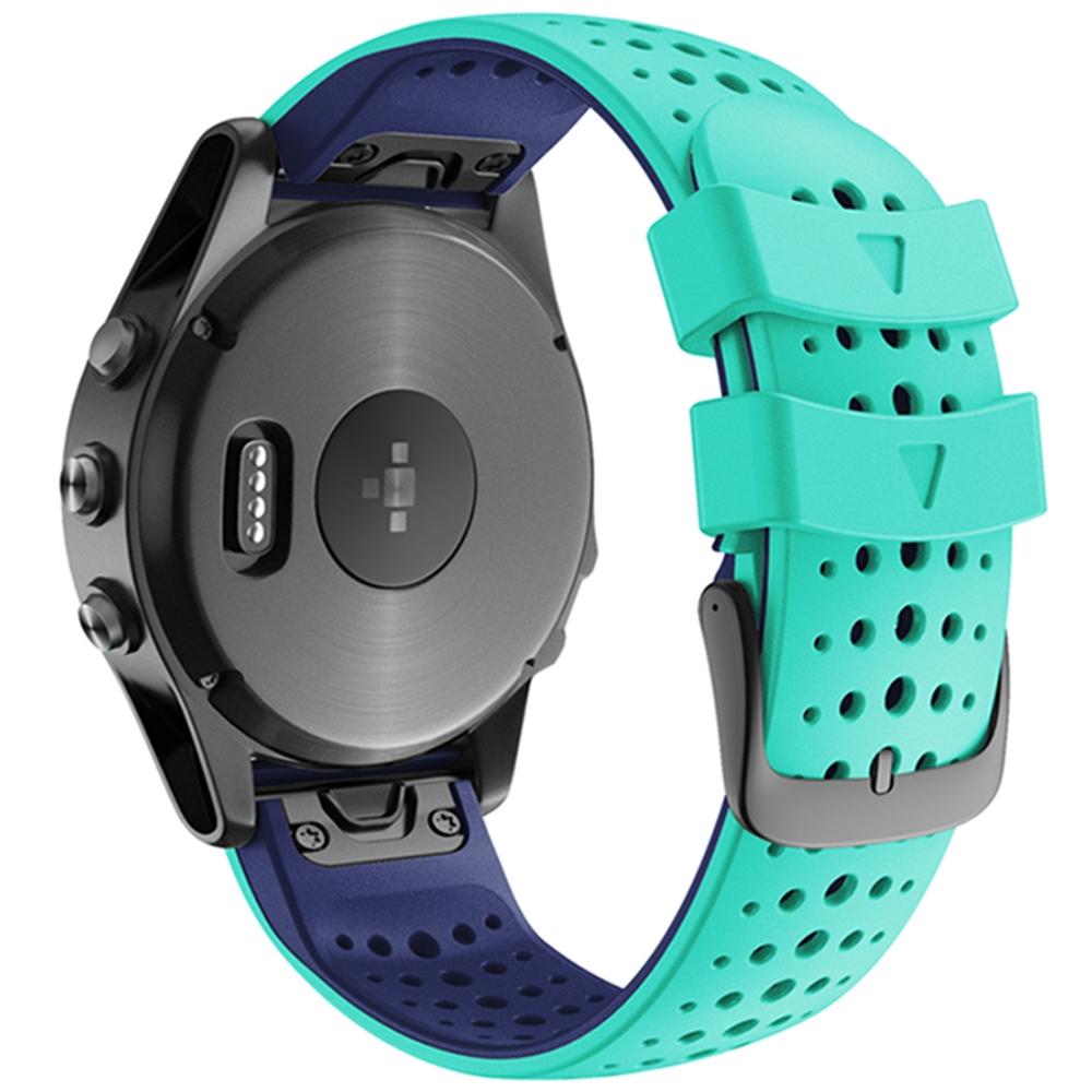 

KALEBOL KLB-SSYKGJ-001 For Garmin Fenix 7/7 Pro Watch Bracelet Dual Color QuickFit 22mm Replacement Strap Teal Green+Blue