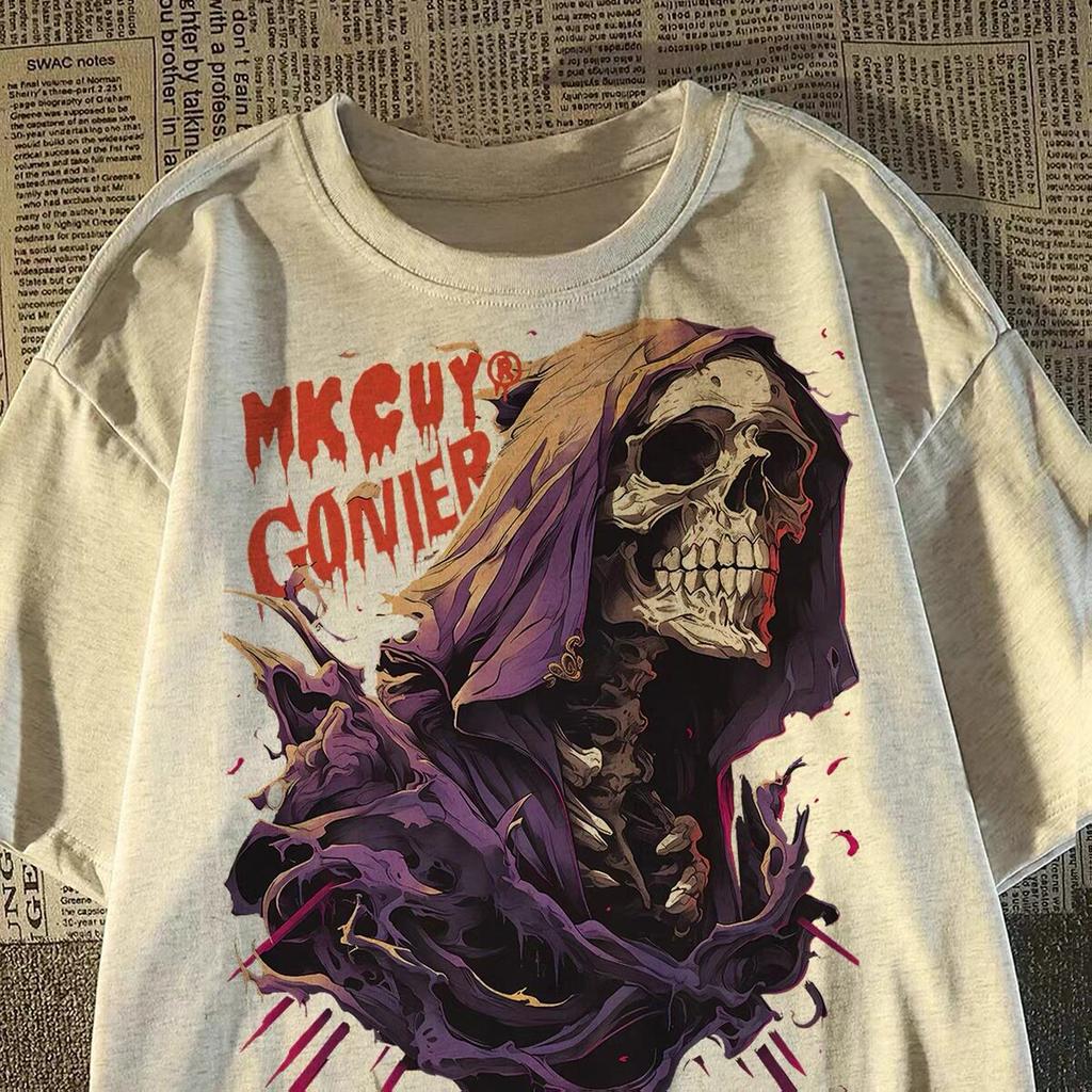 Gothic Reaper Hip Hop Y2k Art Retro Style Casual T-Shirt Men's and Women's Luxury Brand