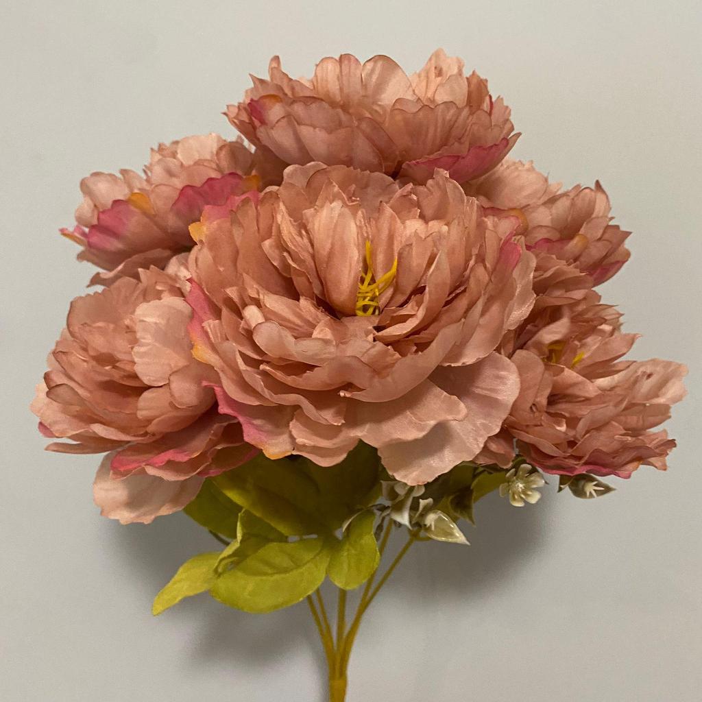 7-Head Peony Artificial Flower Bouquet for Weddings, Home Décor, and Photography