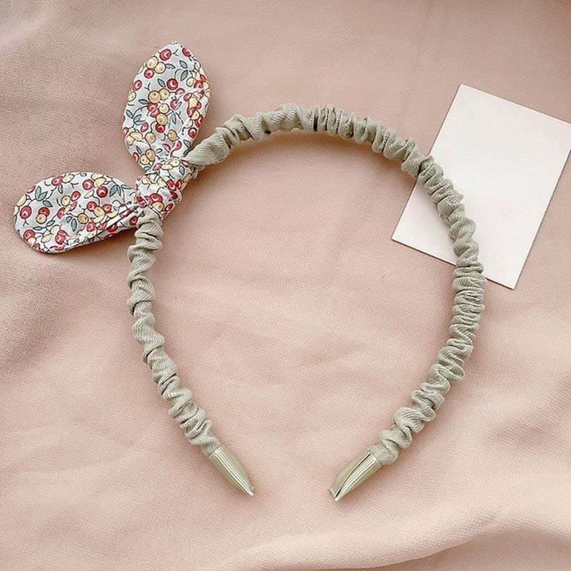 Retro Flowers Print Kids Hairband Bowknot Headband Cloth Rabbit Ears Women Girls Accessories Head Hoop