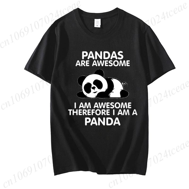 Pandki Są Niesamowite Nadruk Damska Koszulka Casualowa T-shirt Letni Lenistwo Panda Zwierzę Grafika Moda Damska Koszulka T-shirty Odzież Damska