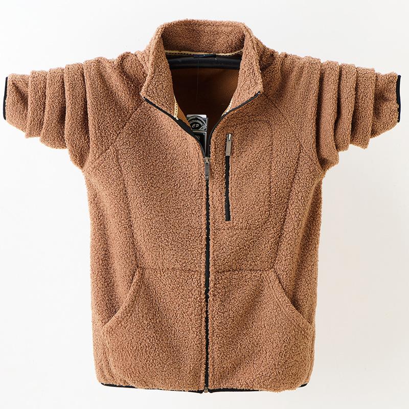 Men's Zipper Up Polar Fleece Jackets Lightweight Athletic Fall Winter Warm Fuzzy Soft Jacket Mock Neck Thick Outwear Coat Hiking Jackets for Men