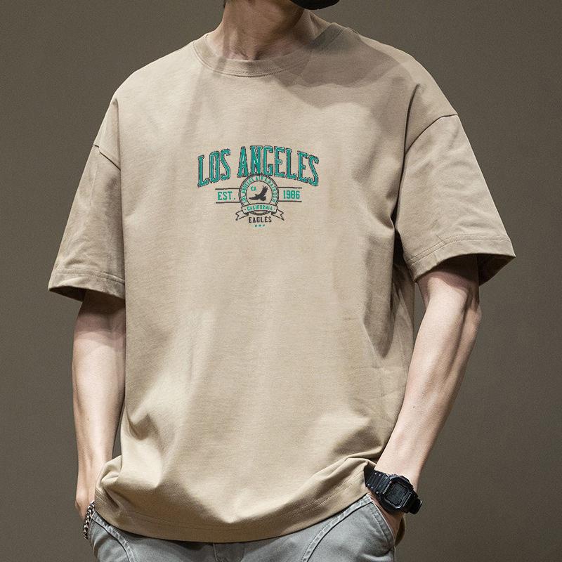 Summer Short Sleeved T-shirt Men's Loose Plus Size American Trendy Brand Ins Round Neck Half Sleeved Printed T-shirt Casual Comfortable Top