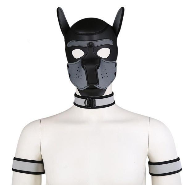 New Dog Rubber Mask Set Club Wear Cosplay Hood 4Pcs/set