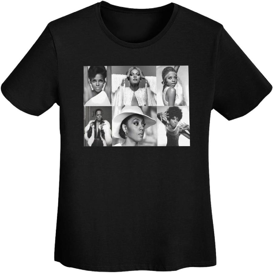 Diana Music Ross Shirt Women's Breathable Crew Neck Short Sleeve Tops Fashion Versatile Tshirt Black