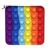 Stress Relief Toy Rainbow Push Bubble Round Square Heart Kids Popping Game Silicone Squeeze Sensory Fidget