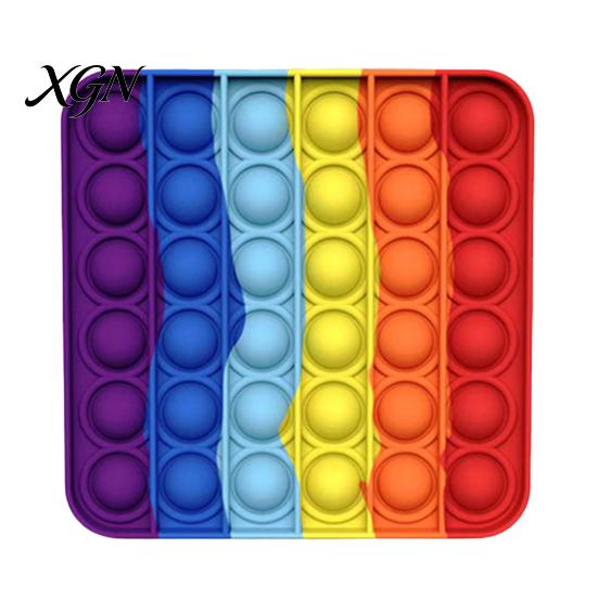 Stress Relief Toy Rainbow Push Bubble Round Square Heart Kids Popping Game Silicone Squeeze Sensory Fidget