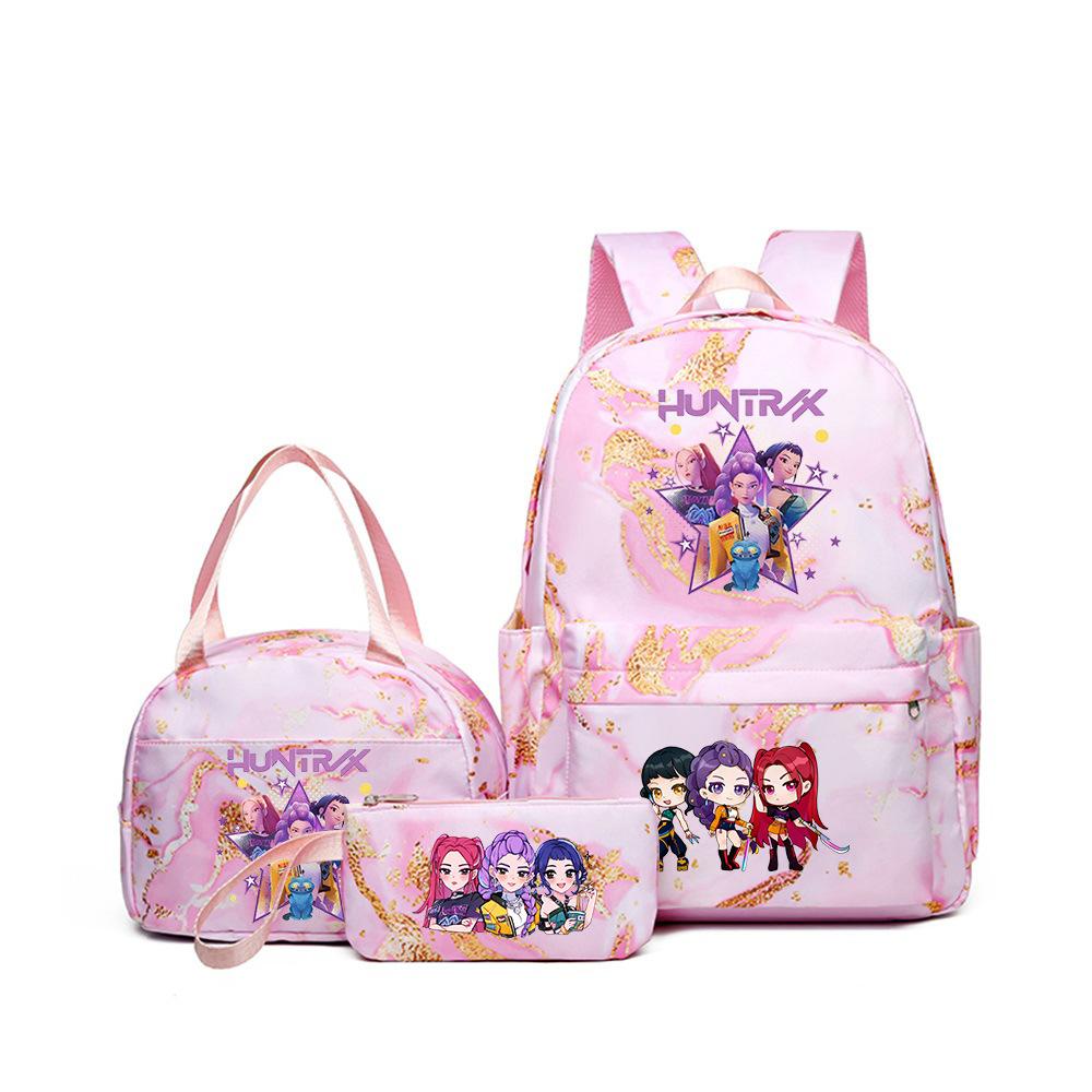 Kpop Witch Hunter Backpack Lunch Bag Pencil Case Set Student Animation Fashion School Bag Pencil Case Lunch Bag