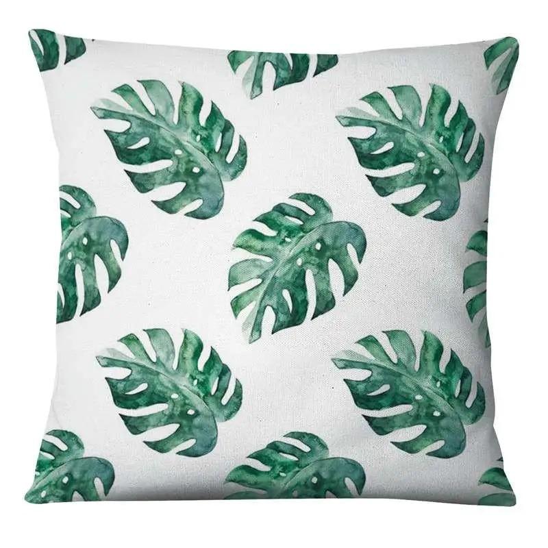45X45 Cm Tropical Leaves Home Decor Green Pattern Cushion Cover Living Room Sofa Cushion Cover
