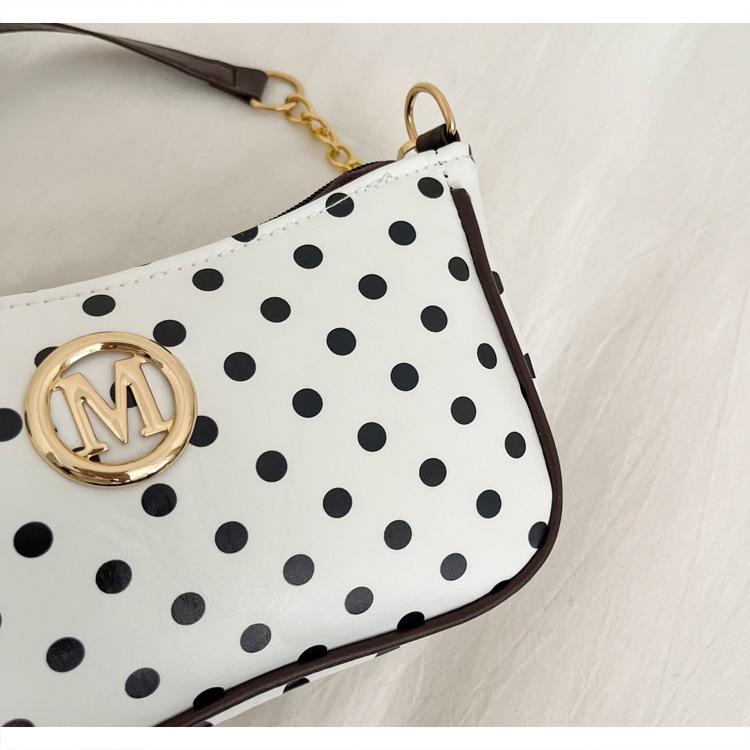 Women's 2026 Spring/Summer Retro Polka Dot Large Capacity Crossbody Shoulder Bag