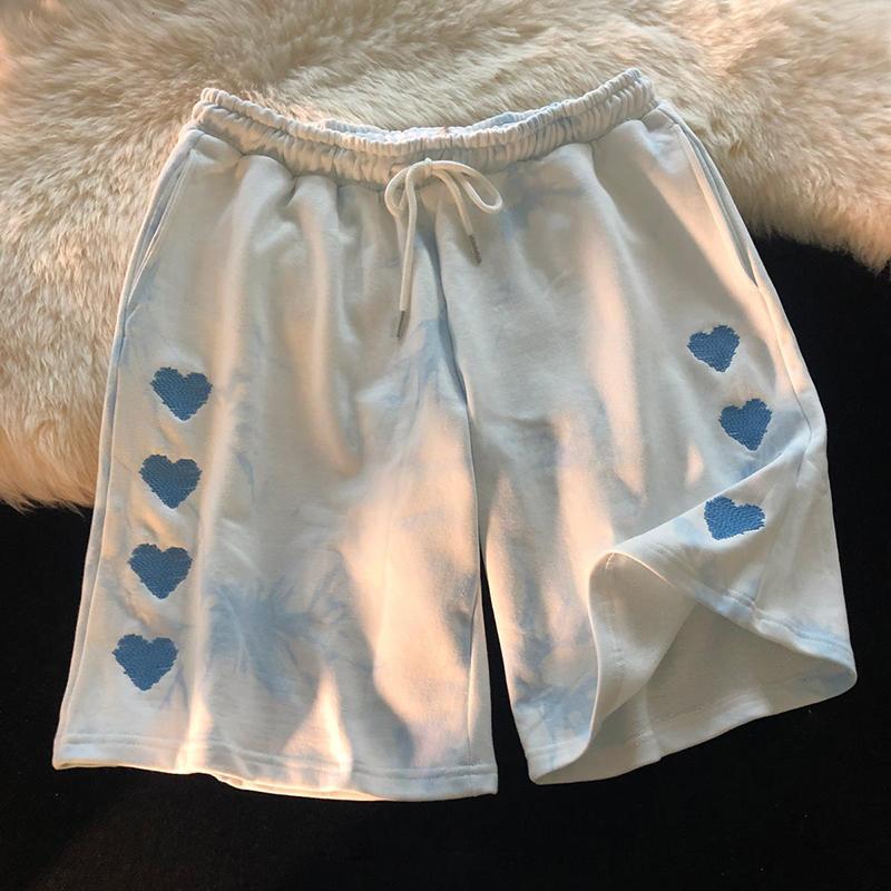 

WTEMPO у формі серця, вільна еластична талія, спортивні шорти, жіночі повсякденні штани, студентська велика кишеня, спортзал, стадіон, ігровий майданчик S білий