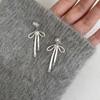 Balletcore Simple Earrings Grey Pearl Piercing Ear Stud Elegant Ribbon Bow Dangle Earrings  Women