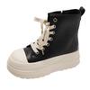 Queen Fan Black Retro Platform High-top Shoes Women's 2025 New Autumn Skirts Versatile Heightening Board Shoes