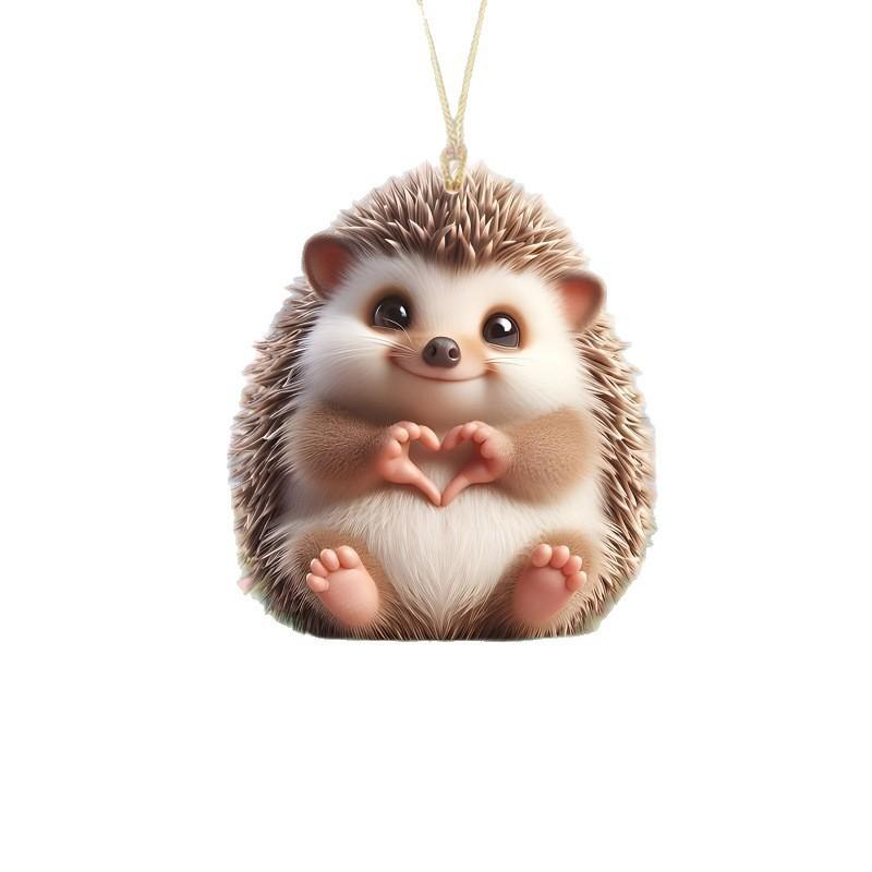 Acrylic Flat Surface Pendant Cute Hedgehog Finger To Love Heart Design Decor For