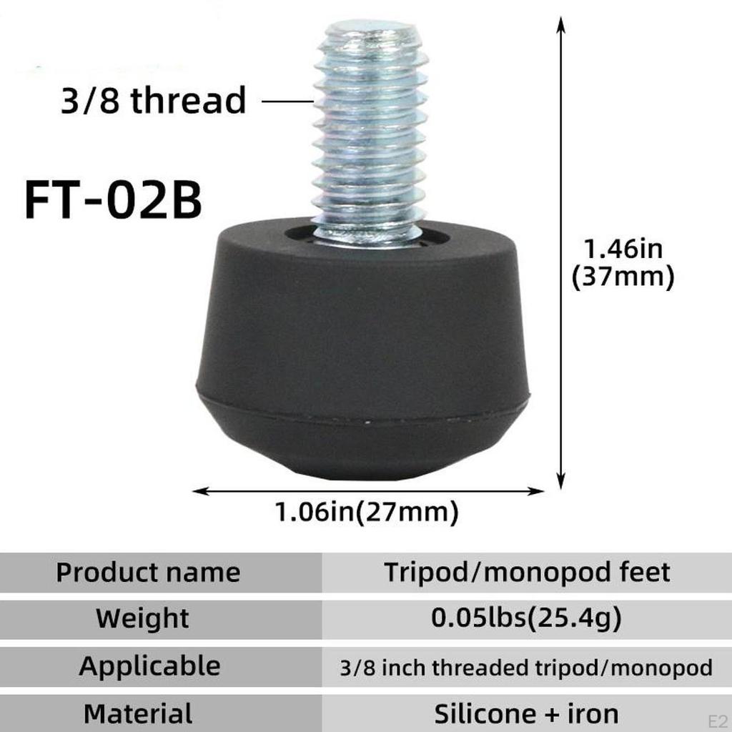Rubber Tripod Feet Pad Replacement Antiskid Enhanced Stability Black Compact Universal 3/8"