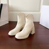 White removable thick-soled trouser boots autumn and winter new retro two-wear long short boots thick heel medium tube western boots