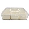 Divided Serving Tray with Lid Handle 12 Compartment Snackle Box Charcuterie Container for Portable Snack Platters Clear